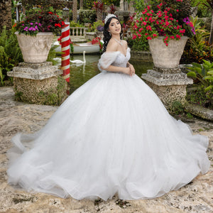 Puff Sleeve Strapless Ball Gown by LizLuo Quince 26102