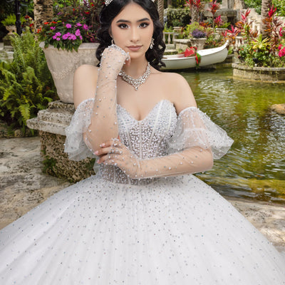 Puff Sleeve Strapless Ball Gown by LizLuo Quince 26102