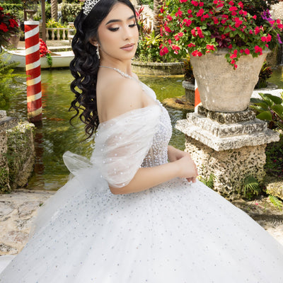 Puff Sleeve Strapless Ball Gown by LizLuo Quince 26102