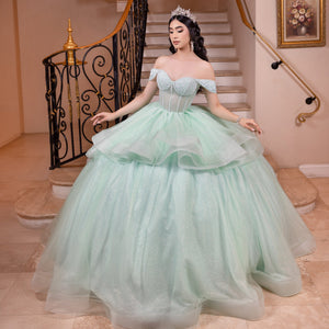 Off Shoulder High Low Ball Gown by LizLuo Quince 26103