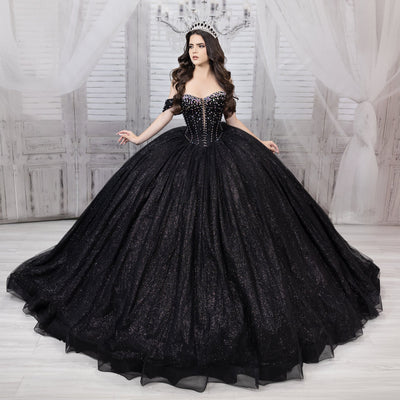 Glitter Off Shoulder Ball Gown by LizLuo Quince 26104