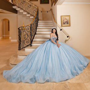 Glitter Off Shoulder Ball Gown by LizLuo Quince 26104