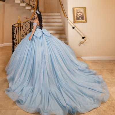 Glitter Off Shoulder Ball Gown by LizLuo Quince 26104