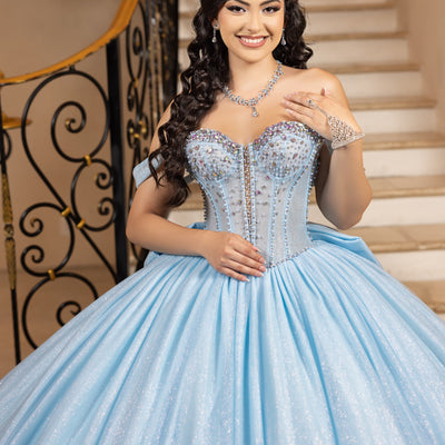 Glitter Off Shoulder Ball Gown by LizLuo Quince 26104