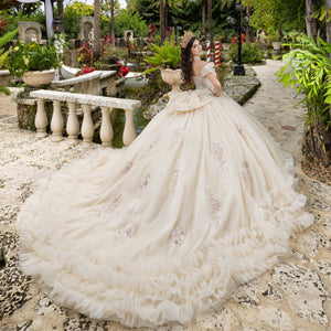 Ruffled Off Shoulder Ball Gown by LizLuo Quince 26108
