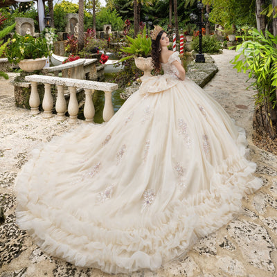 Ruffled Off Shoulder Ball Gown by LizLuo Quince 26108
