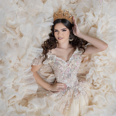 Ruffled Off Shoulder Ball Gown by LizLuo Quince 26108