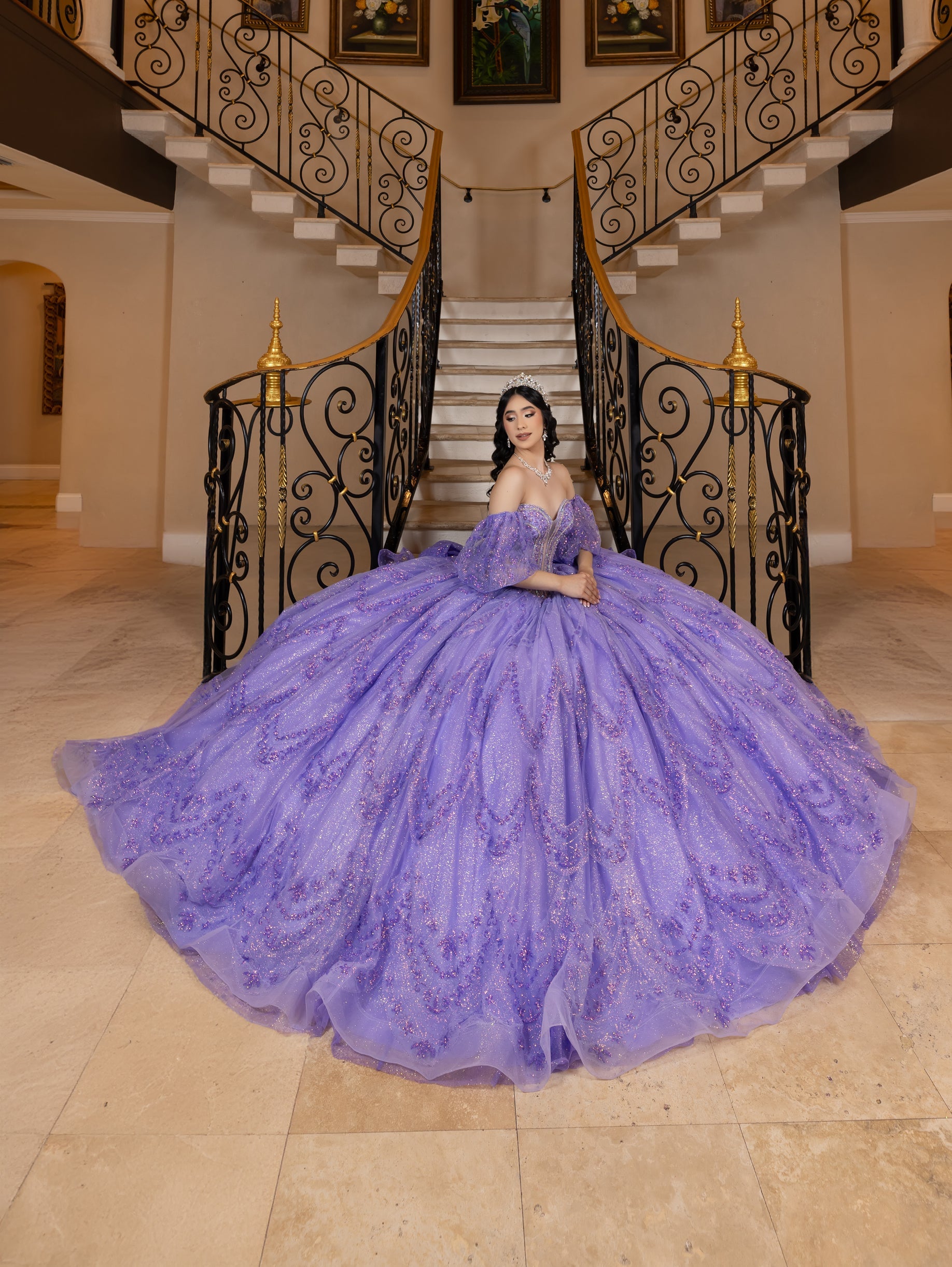 Puff Sleeve Strapless Ball Gown by LizLuo Quince 26113