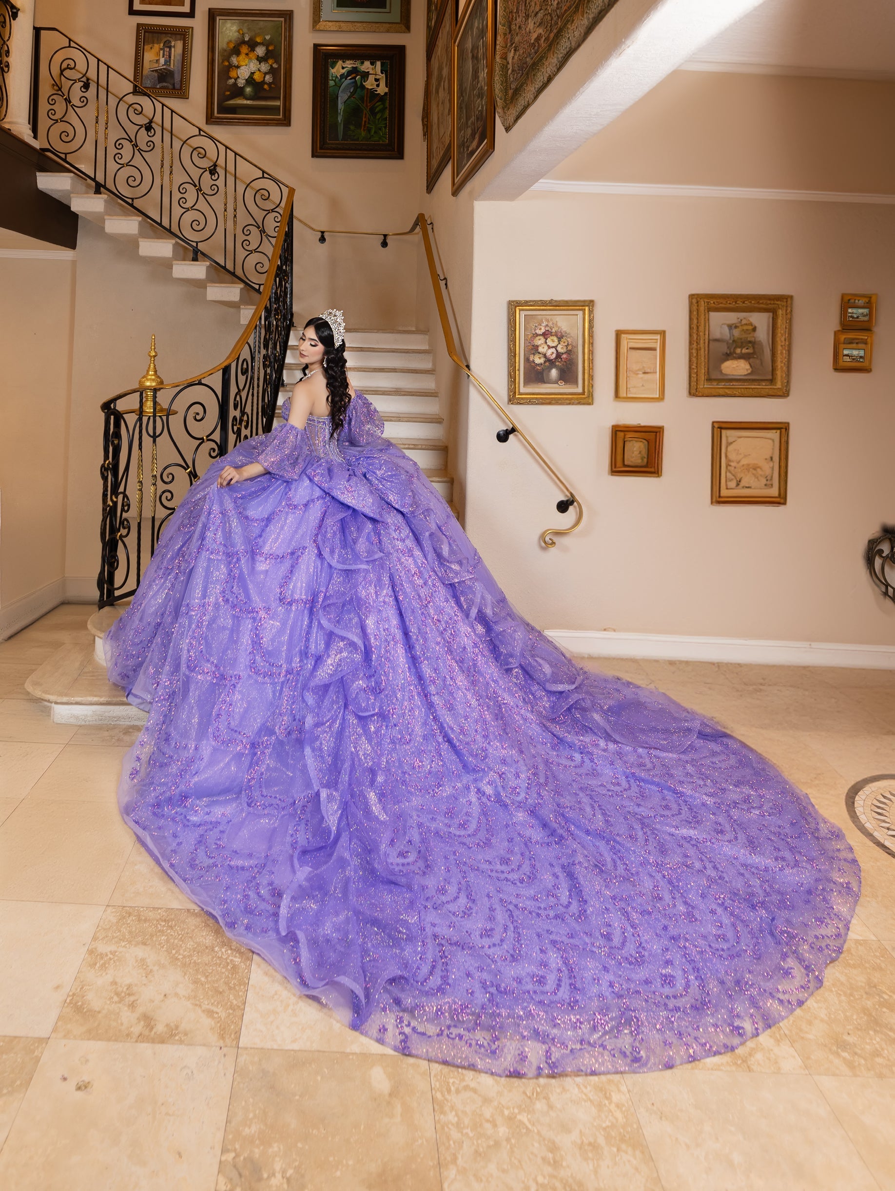 Puff Sleeve Strapless Ball Gown by LizLuo Quince 26113