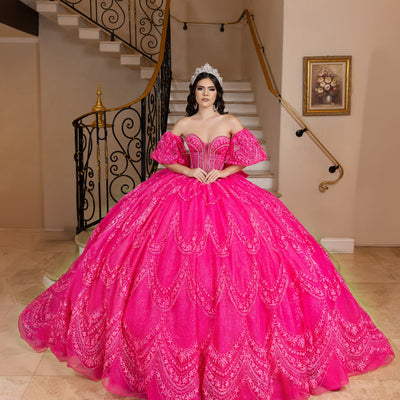 Puff Sleeve Strapless Ball Gown by LizLuo Quince 26113