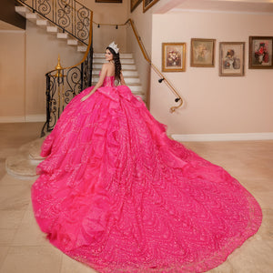 Puff Sleeve Strapless Ball Gown by LizLuo Quince 26113