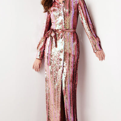 Jovani 26136 Sequin Long Sleeve Formal Evening Dress