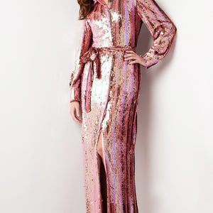 Jovani 26136 Sequin Long Sleeve Formal Evening Dress