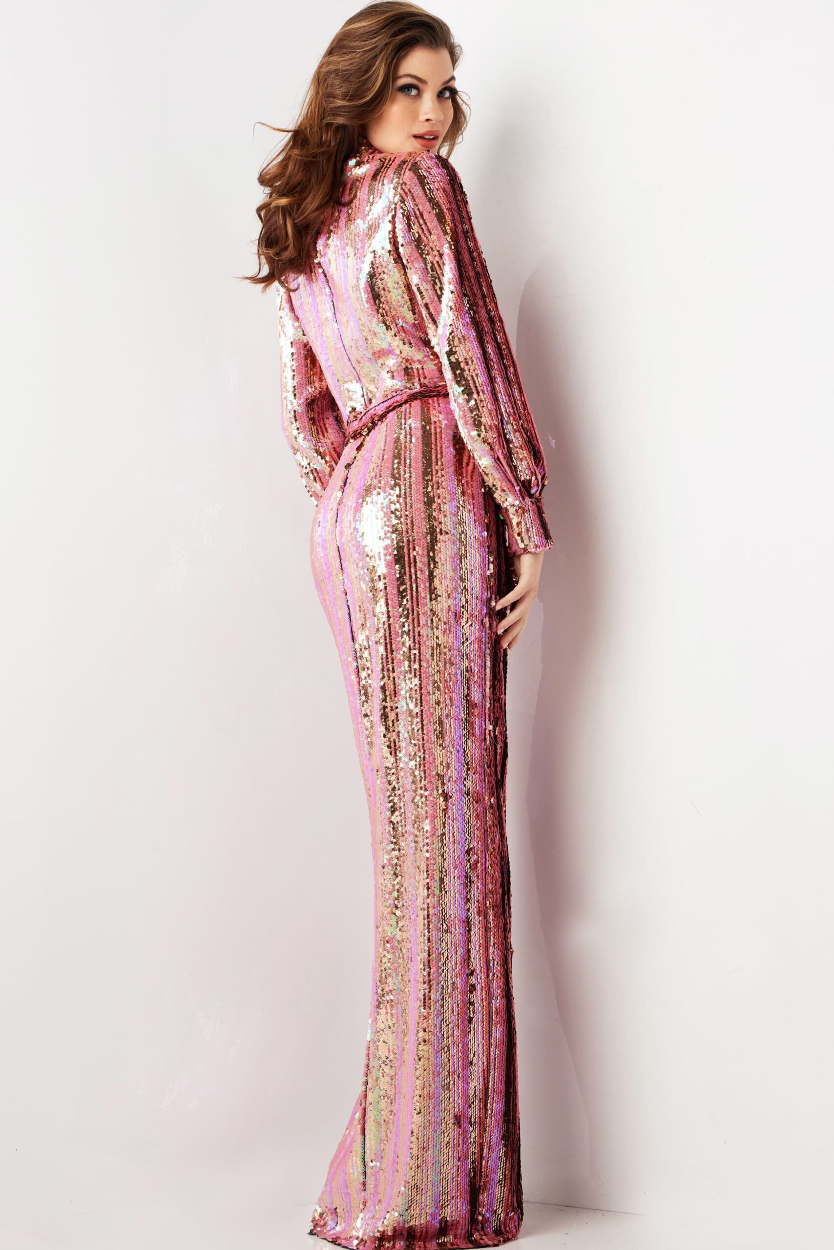 Jovani 26136 Sequin Long Sleeve Formal Evening Dress