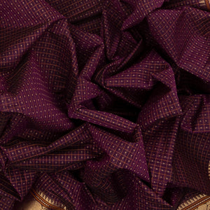 Magenta Handloom Kanchi Cotton Saree With Checks