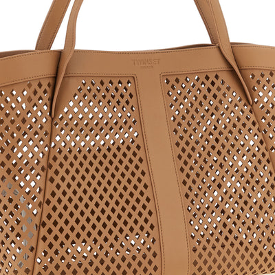 Twin Set Openwork Leather Shopping Bag