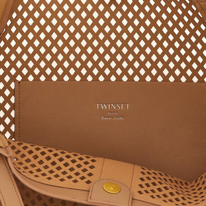 Twin Set Openwork Leather Shopping Bag
