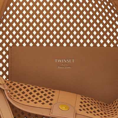 Twin Set Openwork Leather Shopping Bag