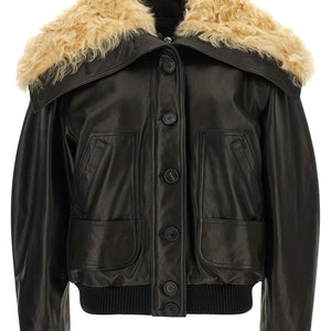 The Attico Shearling Neck Bomber Jacket