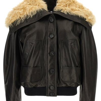 The Attico Shearling Neck Bomber Jacket