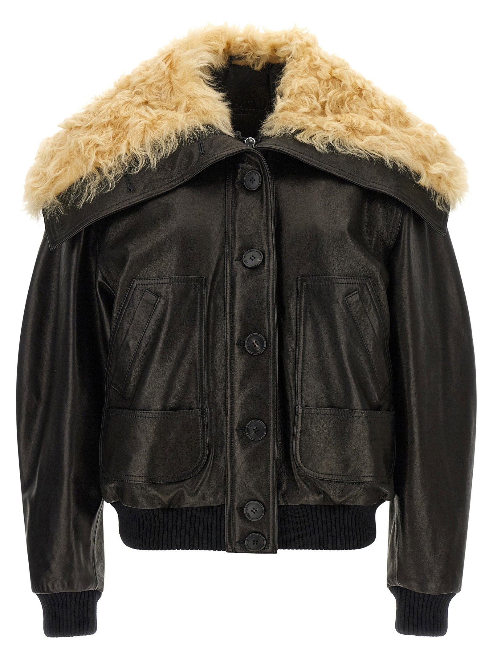The Attico Shearling Neck Bomber Jacket