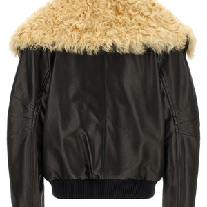 The Attico Shearling Neck Bomber Jacket