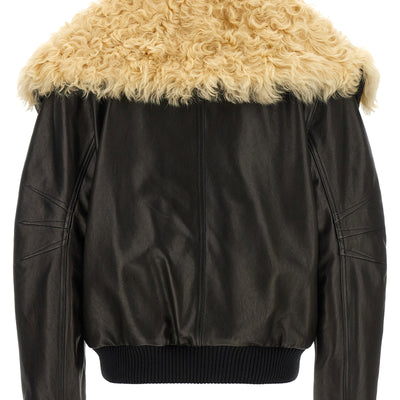 The Attico Shearling Neck Bomber Jacket