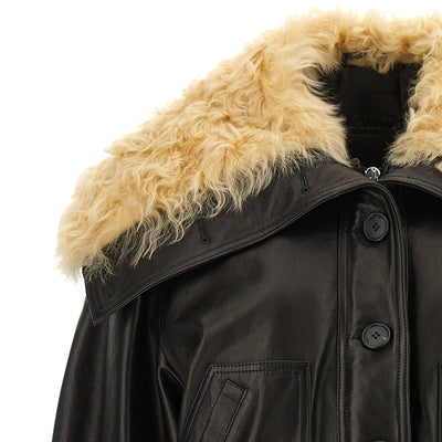 The Attico Shearling Neck Bomber Jacket
