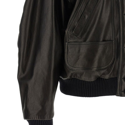 The Attico Shearling Neck Bomber Jacket