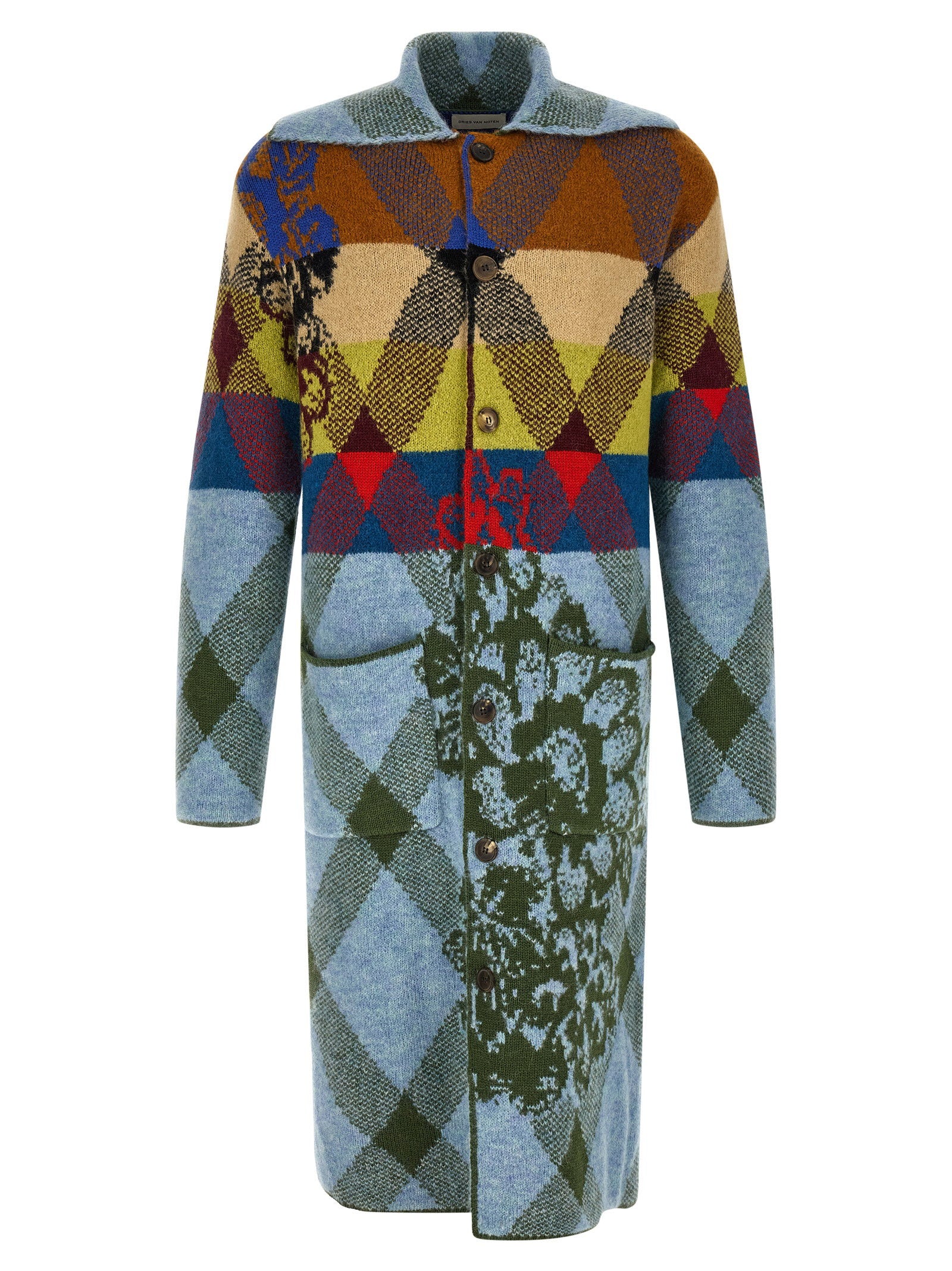 Dries Van Noten Patchwork Intarsia Cardigan