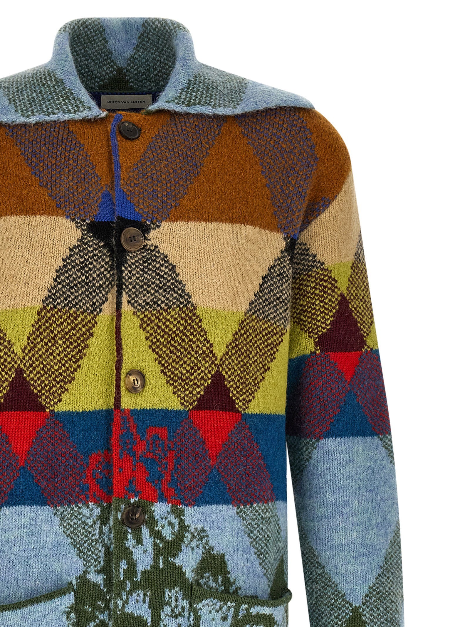 Dries Van Noten Patchwork Intarsia Cardigan
