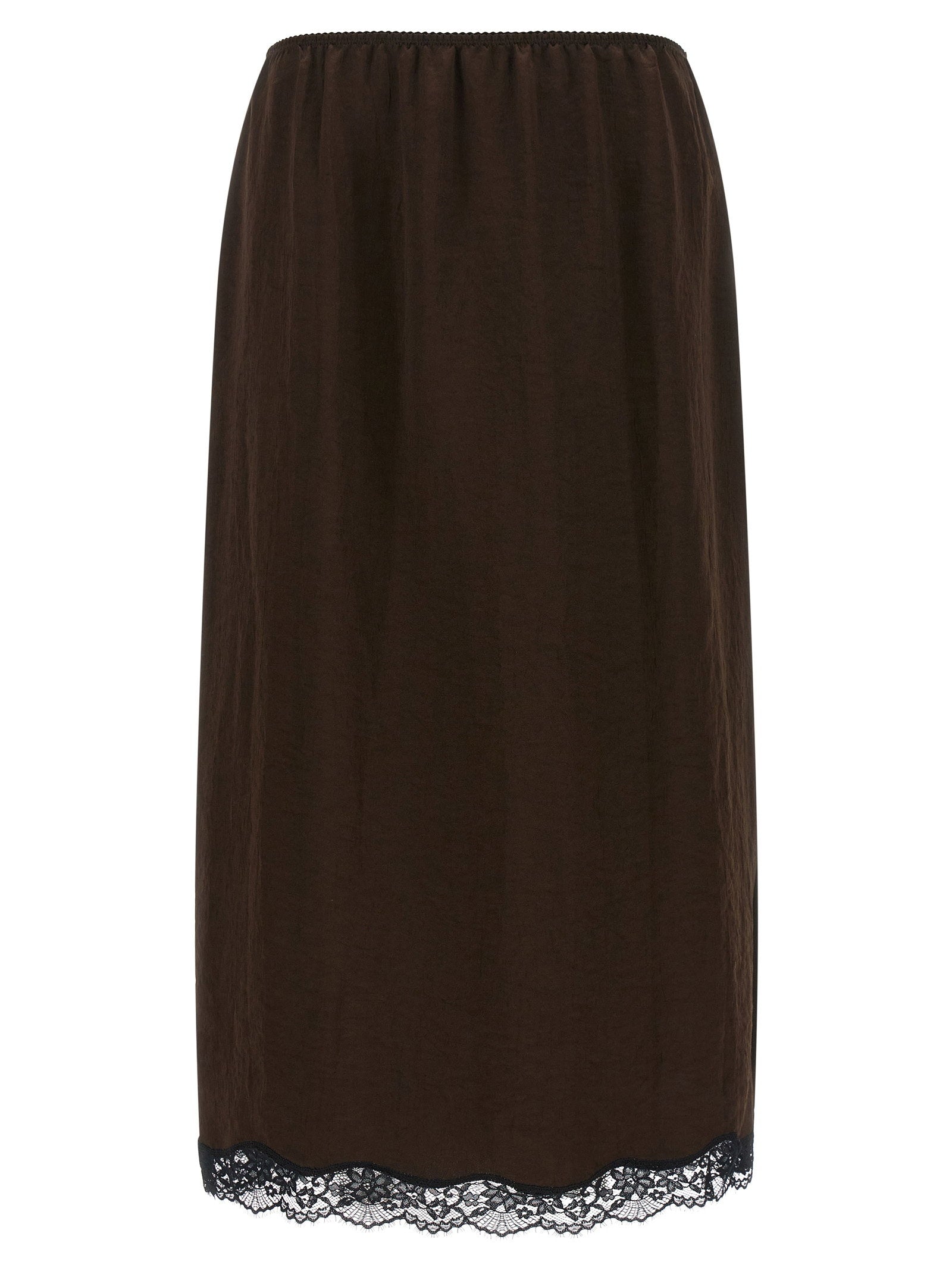Twin Set Satin Froissé And Lace Skirt