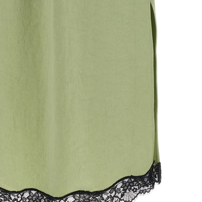 Twin Set Satin Froissé And Lace Skirt