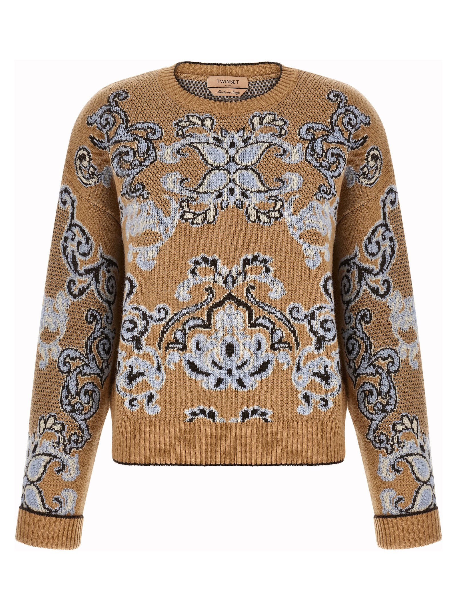 Twin Set Jacquard Wool Blend Sweater