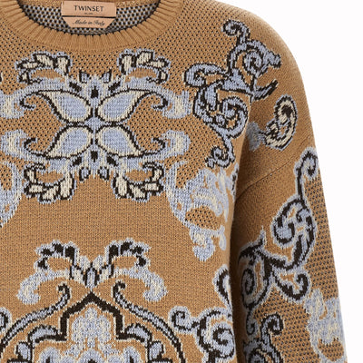 Twin Set Jacquard Wool Blend Sweater