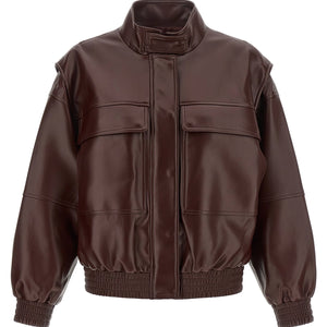 Twin Set Leather Effect Bomber Jacket