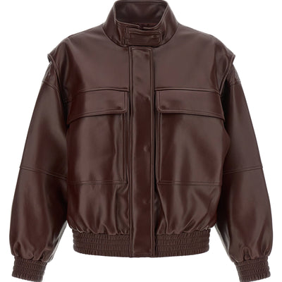Twin Set Leather Effect Bomber Jacket