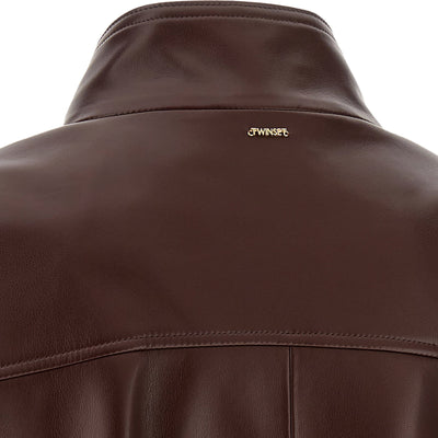 Twin Set Leather Effect Bomber Jacket