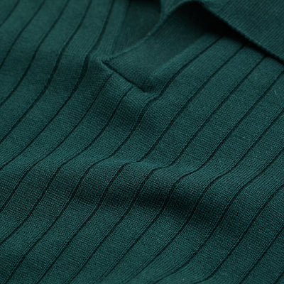 Dark Green Textured Polo T-Shirt