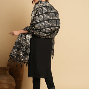 Solid Ethnic Embroidered Straight Fit Kurta with Pant & Dupatta - Black