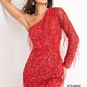 Long Sleeve Fringe Cocktail Dress by Jovani 2645