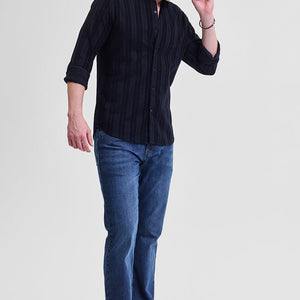 Black Corduroy Slim Fit Shirt