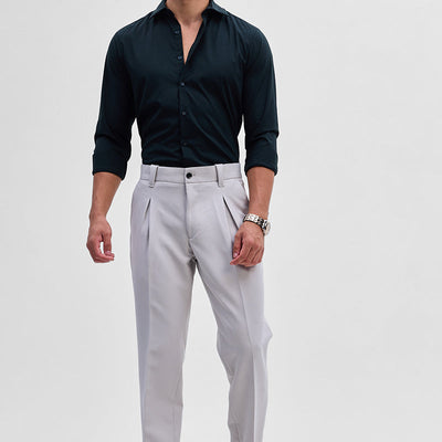 Light Grey Slim Fit Stretch Trousers