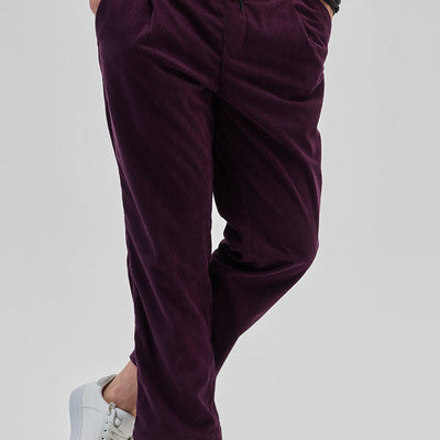 Purple Corduroy Relaxed Fit Trousers
