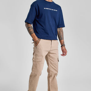 Beige Slim Fit Cargo Jeans