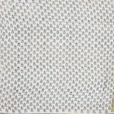 Lime Green Handloom Chanderi Cotton Saree With Printed Floral Motifs