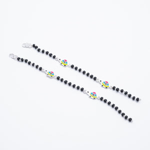 Real black beads multicolor tortoise silver nazariya for kids
