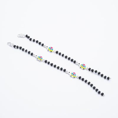 Real black beads multicolor tortoise silver nazariya for kids