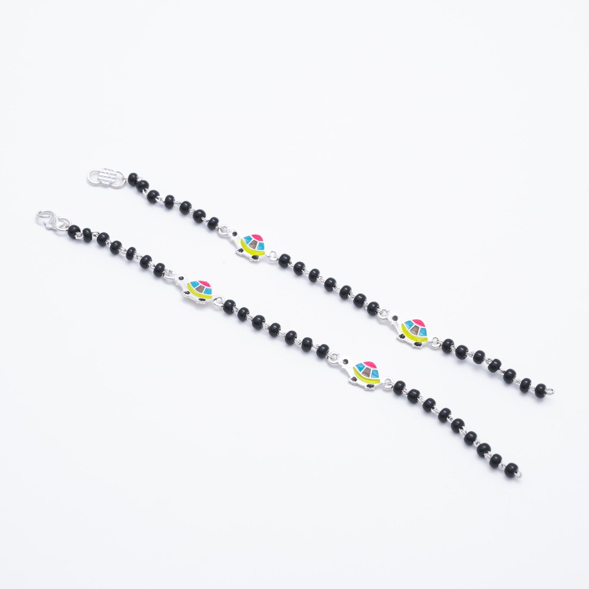 Real black beads multicolor tortoise silver nazariya for kids