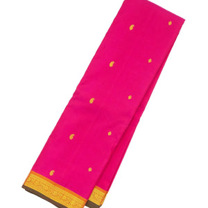 Hot Pink Handloom Kanchipuram Silk Saree With Mango Buttas
